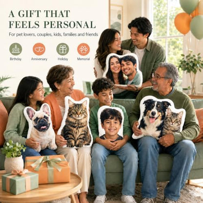 Custom Pet Pillow with Photo Picture, Dog Cat Face Pillow for Dog Mom