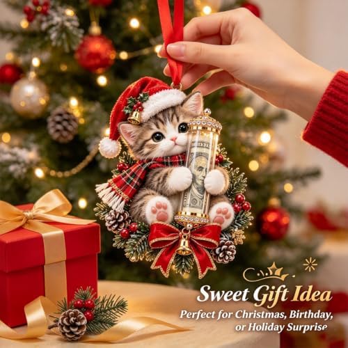 Christmas Cute Animal Cash Gift Ornament, Money Holder Hanging