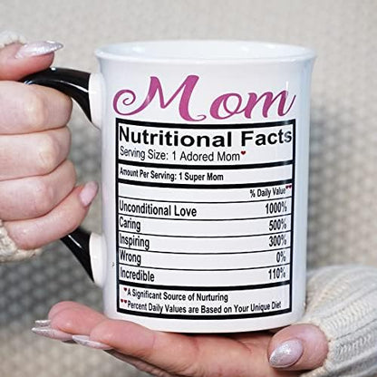 Cottage Creek Mom Nutrition Facts Mug, Funny 16oz Coffee Cup for