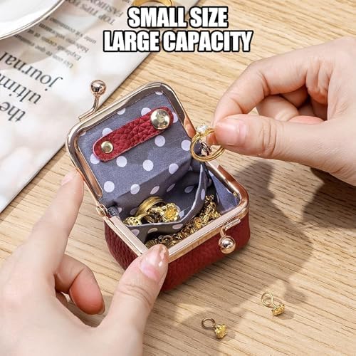 Genuine Leather Mini Jewelry Box for Women, Portable Travel Jewelry