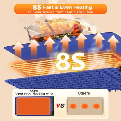 Warming Mat for Food,24x15Inch Warming Trays with 4 Temperature Levels