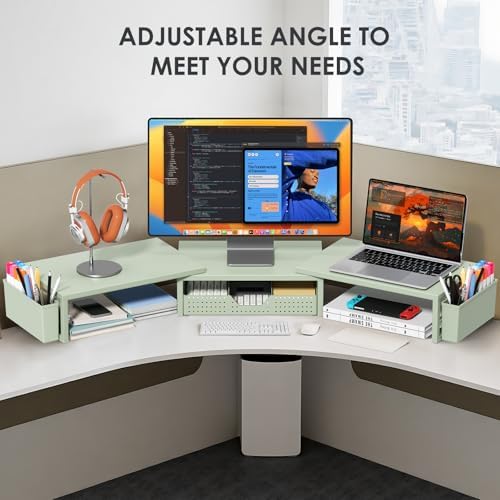 OPNICE Desk Organizers and Accessories, Dual Monitor Stand Riser with