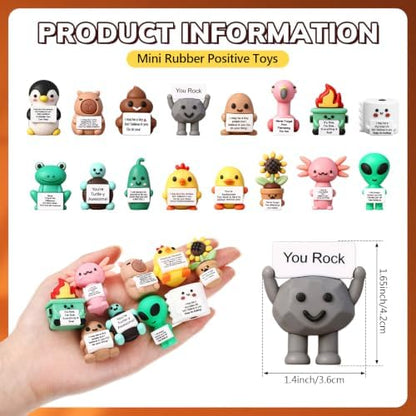 Gejoy 16 Pcs Mini Rubber You Rock Figures Positive Gifts, 16 Style