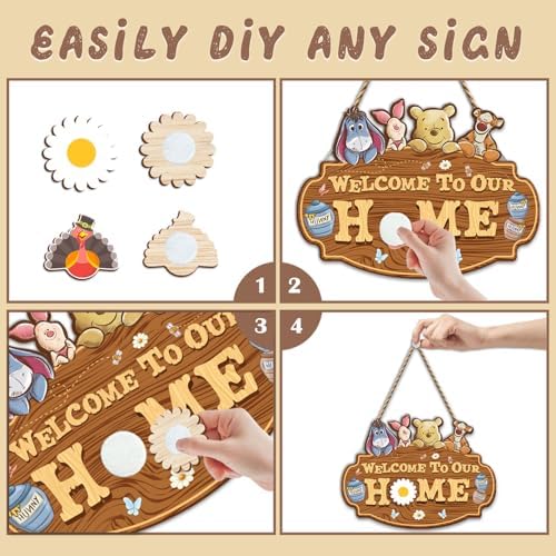 Winnie Welcome Sign for Door Decor, the Pooh Welcome to Our Home Sign