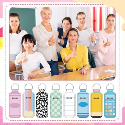 40 Pcs Teacher Lipstick Holder Keychain, Pastel