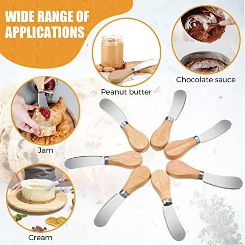 24 Pcs Cheese Spreader Knives Butter, 4.7" Stainless Steel Wood