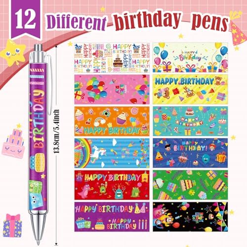 Cholemy 48 Pieces Happy Birthday Pens Bulk Happy Birthday Ballpoint