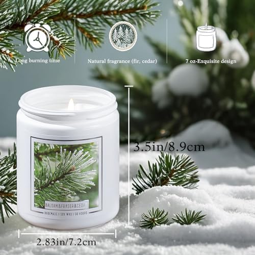 Homsolver 7OZ Balsam Fir Pine Candle, Christmas Scented Candles