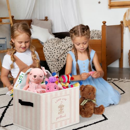 Trendy Pink Nursery Decor Storage Box Organizer Bins for Girls