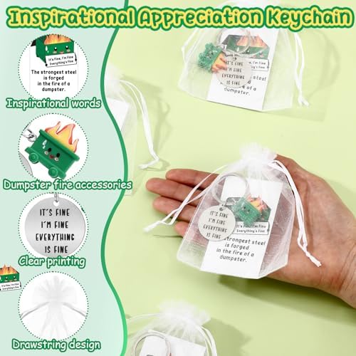 12 Sets Positive Dumpster Keychain Gifts for Teacher Nurse Coworker