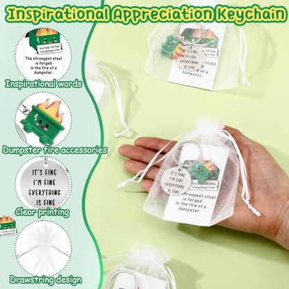12 Sets Positive Dumpster Keychain Gifts for Teacher Nurse Coworker