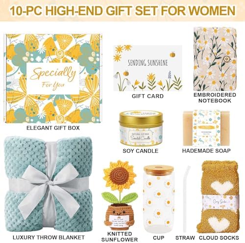 Wasocol Self Care Gifts for Women Gift Baskets,Sending Sunshine
