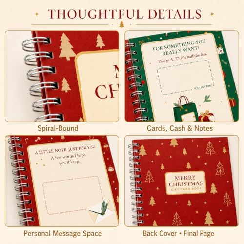 Merry Christmas Gift Card Book-14 Themed Pages, Hardcover & Durability