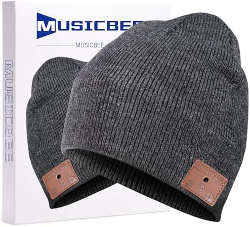 beanie Bluetooth, MUSICBEE Bluetooth V5.2 Wireless Knit Winter Cap, 30
