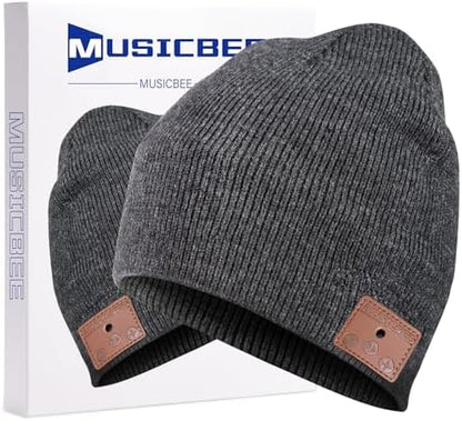 beanie Bluetooth, MUSICBEE Bluetooth V5.2 Wireless Knit Winter Cap, 30