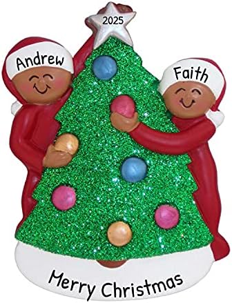 Personalized Our First Christmas Ornament 2026, Black Couple Red