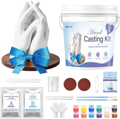 Hand Casting Kit for Couples, Families & Kids with Wood Base