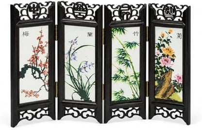 LUOZZY Chinese Mini Panel Divider Tabletop Folding Screen Tiny Room