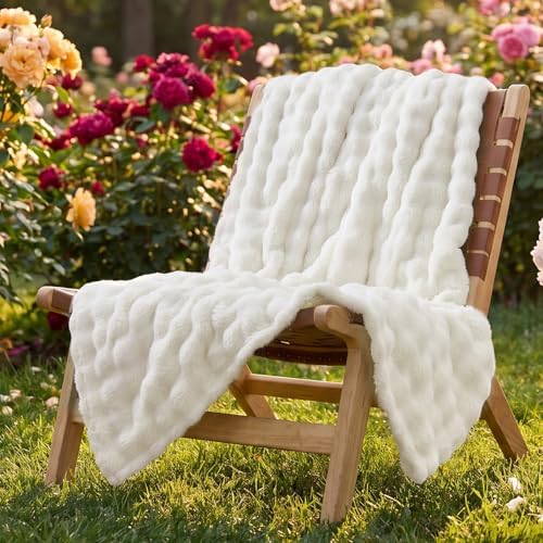 Lotus Karen 3D Bubble Fleece Blanket for Couch - Ultra Soft Fluffy