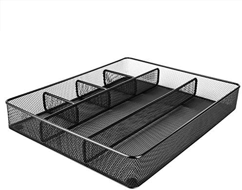 Amazon Basics Metal Mesh Desk Organizer with 6 Compartments, Anti-Slip