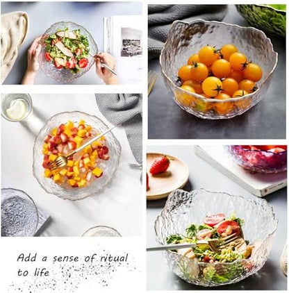 TOSSOW Glass Salad Bowl Irregular Shape Serving Bowls 25 oz