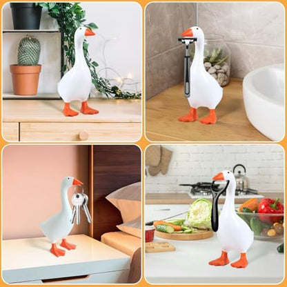 Vaveren 2PCS Goose Key Holders, Resin Goose Statue for Key Hanger