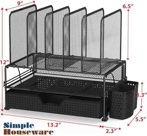 Simple Houseware Desk File Organizer for Office Supplies w/Drawer