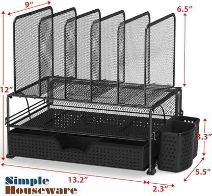 Simple Houseware Desk File Organizer for Office Supplies w/Drawer