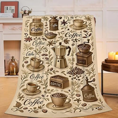 Coffee Blanket Cafe Throw Blanket Food Soft Cozy Fleece Fuzzy Stuff