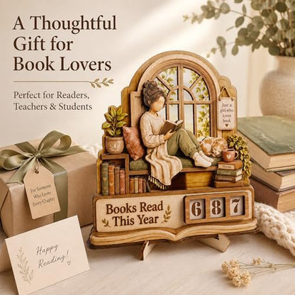 Book Lover Gifts for Women, Books Read This Year Counter Plaque