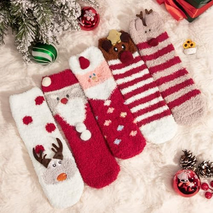 Loritta Fuzzy Socks for Women, Soft Cozy Fluffy Christmas Socks