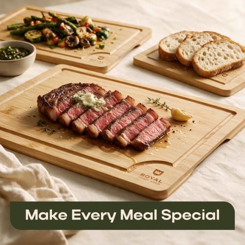 ROYAL CRAFT WOOD Wooden Cutting Boards for Kitchen Meal Prep & Serving