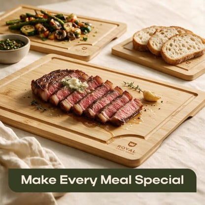 ROYAL CRAFT WOOD Wooden Cutting Boards for Kitchen Meal Prep & Serving