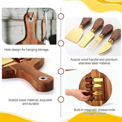 Didaey 3-in-1 Acacia Wood Cheese Board Gift Set