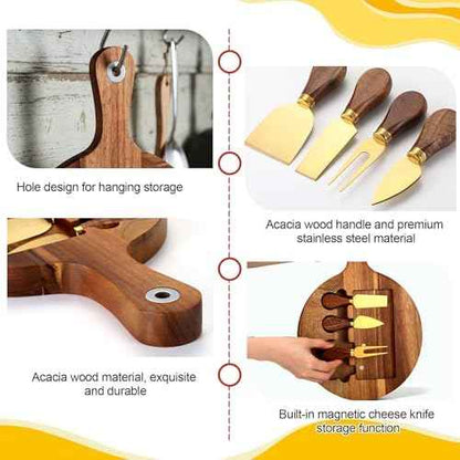 Didaey 3-in-1 Acacia Wood Cheese Board Gift Set