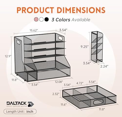 5-Tier Desk Organizer with File Holder & Pen Holder & Sliding Drawer
