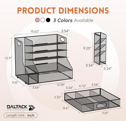 5-Tier Desk Organizer with File Holder & Pen Holder & Sliding Drawer