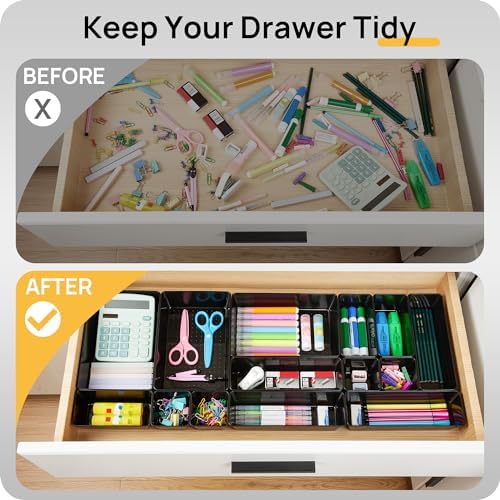 Vtopmart 25 Pack Plastic Drawer Organizers with Non-slip Rubber Pads