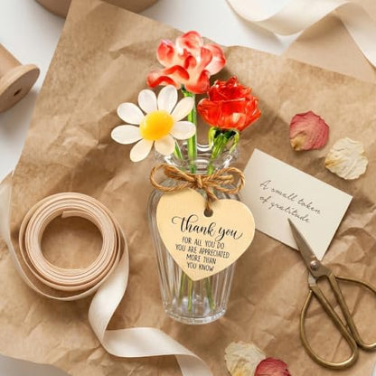 Gossby Thank You Gifts for Women - Mini Glass Flower Bouquet