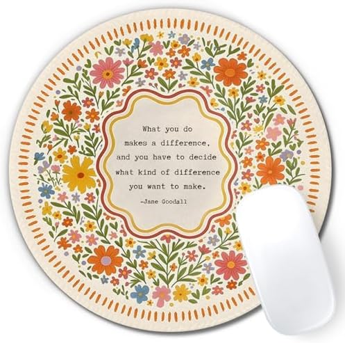Inspirational Boho Colorful Floral Round Mouse Pad 7.9x7.9 Inch