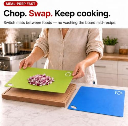 Dark Bamboo Cutting Board Set with 6 Mats, Wood Cutting Boards for