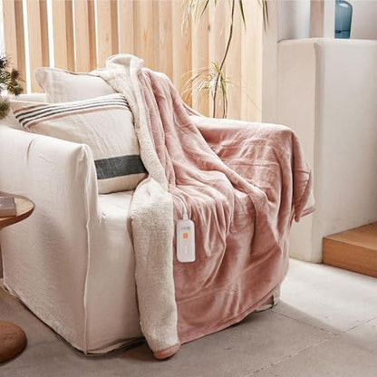 GOTCOZY Heated Blanket-Soft Plush Electric Blanket 50"X60"(Rose Dust)