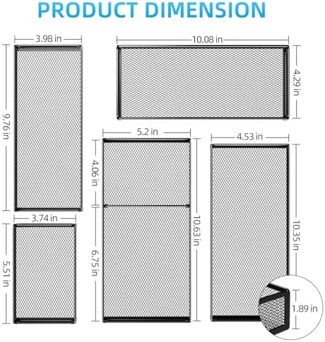 Marbrasse 5 Pack Desk Drawer Organizer Set, Mesh Drawer Storage Trays