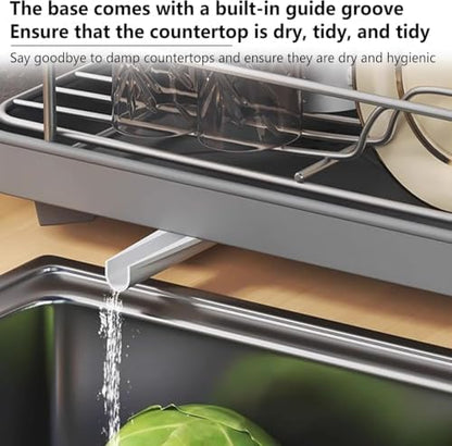 Dish Drying Rack for Kitchen Counter, Carbon Steel Sink Organizer with