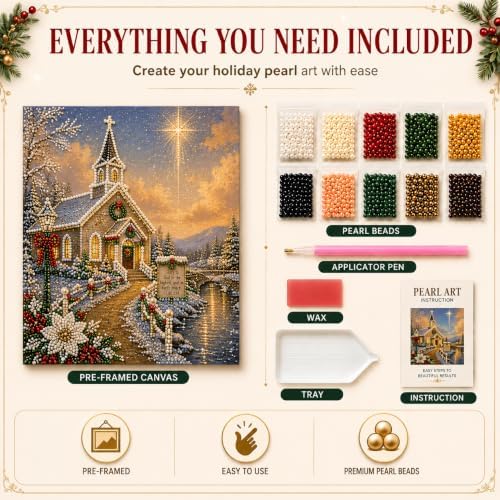 BPDYXO DIY Pearl Diamond Painting Art Kit, 11.8 x 15.7 in Christmas