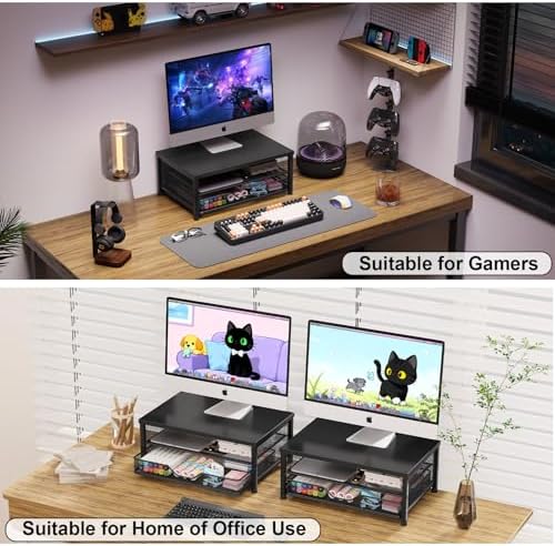 OPNICE Computer Monitor Stand Riser, Desk Organizer with Drawer