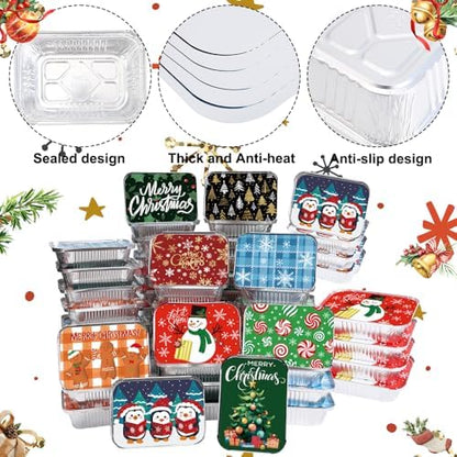 DIYDEC 36PCS Christmas Foil storage Containers Aluminum Food Tin with