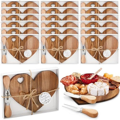Patelai 18 Set Bridal Shower Game Prize Heart Cheese Board, Acacia
