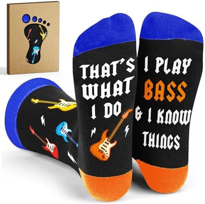 Cool Music Accessories Gifts - Guitar Drum Piano Trumpet Socks, Funny