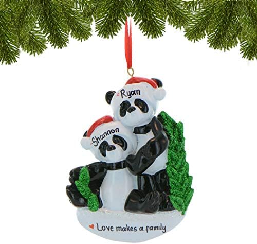 Personalized Our First Christmas Ornament 2026, Santa Hats Panda